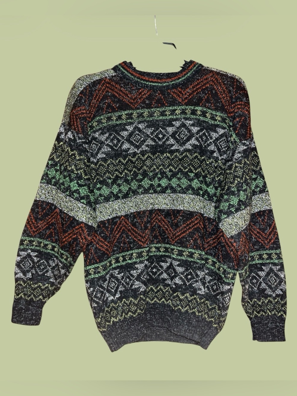 Vintage Men's Multicolor Patterned Knit Sweater